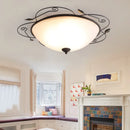 GobekUsa Glass Round Ceiling Light - 45cm/63cm Diameter, Gilt Finish Industrial Lamp