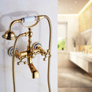 GobekUsa Gold Brass Bathroom Shower Faucet Set Single Handle Rainfall Wall Mounted