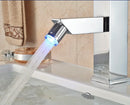 GobekUsa LED 3 Color Bidet Faucet, Single Handle Deck Mount Washbasin Mixer Tap, Chrome