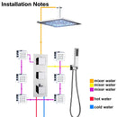 GobekUsa LED Thermostatic Shower Faucet Chrome Rain Bath Mixer Tap