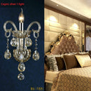 GobekUsa Crystal Wall Lamp, K9 Crystals, Champagne Gold/Silver, 1/2 Lights, Luxury Bedside Light