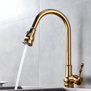 GobekUsa Gold Brass Kitchen Faucet Rotatable Mixer Tap Single Handle Hot&Cold Water