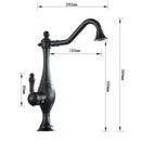 GobekUsa Black Long Neck Kitchen Faucet with Rotating Spout - Deck Mounted Mixer Tap