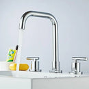 GobekUsa Brass Basin Faucet: Gold/Chrome Double Handle Bathroom Sink Tap, Deck Mounted-Widespread