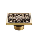 GobekUsa Antique Brass Square Fish Carved Bathroom Floor Drain Hair Strainer