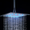GobekUsa Brushed Nickel LED 16" Rainfall Shower Head with Color Changing Lights
