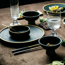 GobekUsa Ceramic Dinner Plate - Gold Edged Steak Dish - High Quality Japan Style Partyware