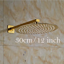 GobekUsa Golden Ultrathin Rainfall Shower Head Set with Wall Mount Brass Arm