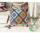 GobekUsa Embroidered Kilim Style Cushion Cover 45x45cm Canvas Cotton Pillow Square
