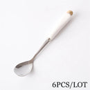 GobekUsa 6-Piece Coffee Spoon Set, European Bone China & Stainless Steel Tableware