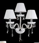 GobekUsa Crystal Wall Lamp with Double Head LED Bulbs and Fabric Lampshade