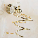 GobekUsa Crystal Bathroom Wall Shelf Hair Dryer Rack Storage Holder Spiral Stand