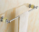 GobekUsa Brass & Jade Bathroom Set: Holder, Bar, Basket, Rack, Ring - Hardware Collection