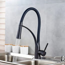 GobekUsa Black Hose Kitchen Mixer Tap with Single Handle Stream Sprayer, Chrome Finish