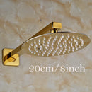 GobekUsa Golden Ultrathin Rainfall Shower Head Set with Wall Mount Brass Arm