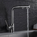 GobekUsa Brass Brushed Nickel Kitchen Faucet High Arch Swivel Pull Out Spray Mixer Tap
