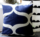 GobekUsa Blue Zigzag Geometric Embroidered Cushion Cover 45x45cm