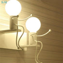 GobekUsa Cartoon Children Iron Wall Lamps for Nordic Modern Living Bedroom Decor