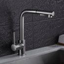 GobekUsa Brass Brushed Nickel Kitchen Faucet High Arch Swivel Pull Out Spray Mixer Tap