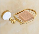 GobekUsa Bathroom Accessories Set: Gold Finish Paper Holder, Towel Bar, Soap Holder, Towel Rack & More