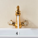GobekUsa Chinese Dragon Crystal Handle Basin Faucet Dual Hot Cold Deck Mounted Sink
