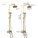 GobekUsa Antique Brass Bathroom Shower Set with Hand Shower, Mixer Taps, Double Handles