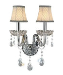 GobekUsa Crystal Lamp Wall Light with LED Bulbs and Silk Fabric Lampshade