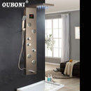 GobekUsa Brushed Nickel Shower Panel with LED Display, Rainfall Head, Jets