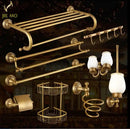 GobekUsa Copper Carved Bathroom Accessories Set: Towel Shelf, Towel Bar, Paper Holder, Cloth Hook