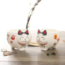 GobekUsa Lucky Cat Porcelain Tea Set: Maneki Neko Tea Cup Pot, Strainer, Plutus Cat Teapot Mug
