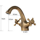 GobekUsa Antique Brass Dual Handle Basin Faucet Deck Mounted Bathroom Mixer Tap