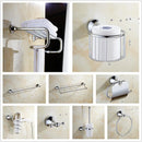 GobekUsa Brass & Crystal Bathroom Set: Towel Rack, Bar, Paper Holder, Soap Dish