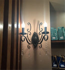 GobekUsa Black Wrought Iron Crystal Candle Wall Lamp