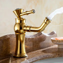 GobekUsa Gold Brass Single Handle Bathroom Mixer Taps for Counter top Basin