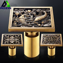 GobekUsa Antique Brass Fish Style Shower Drain 10cm Square Floor Drainer