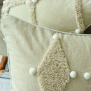 GobekUsa Boho Style Ivory Plush Pom Pom Cushion Cover, Moroccan Inspired 45x45cm