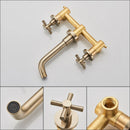 GobekUsa Golden Dual Handle Wall Mounted Basin Faucet - Rotate Spout Sink Mixers