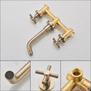 GobekUsa Golden Dual Handle Wall Mounted Basin Faucet - Rotate Spout Sink Mixers