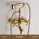 GobekUsa Gold Brass Bathroom Shower Faucet Set Single Handle Rainfall Wall Mounted