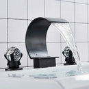 GobekUsa Crystal Waterfall Basin Faucet with Wide Spout for Bath Sink - Hot and Cold