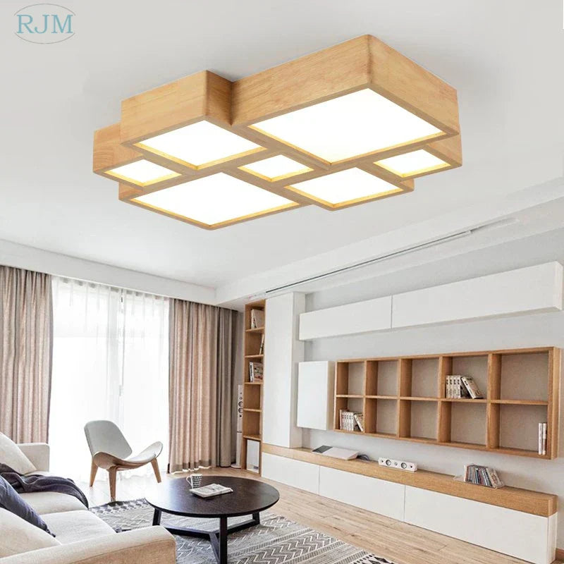 GobekUsa Japanese Solid Wood Ceiling Lamp for Home Living Room Bedroom Study, photo 2 of 10