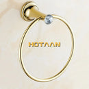 GobekUsa Golden Stainless Steel Crystal Towel Ring Bathroom Accessories