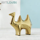 GobekUsa Gold Camel Ceramic Figurines, Bird Ornaments, Home Decor Accessories