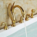 GobekUsa Golden Swan Bathtub Faucet Set with Brass Hand Shower.