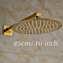 GobekUsa Golden Ultrathin Rainfall Shower Head Set with Wall Mount Brass Arm