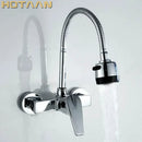 GobekUsa Dual Hole Brass Chrome Kitchen Sink Tap Mixer