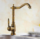 GobekUsa Antique Brass Porcelain Basin Mixer Hot Cold Tap - 360 Degree Swivel Kitchen Faucet