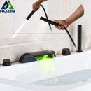 GobekUsa Black Waterfall LED Bathtub Faucet Set
