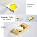 GobekUsa Brushed Gold Stainless Steel Bathroom Accessory Set: TP Holder, Towel Bar, Storage Shelf