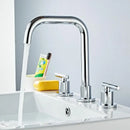 GobekUsa Brass Basin Faucet: Gold/Chrome Double Handle Bathroom Sink Tap, Deck Mounted-Widespread
